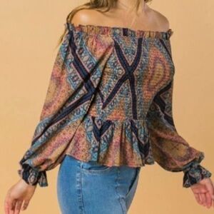 OFF THE SHOULDER WOVEN TOP - NWT